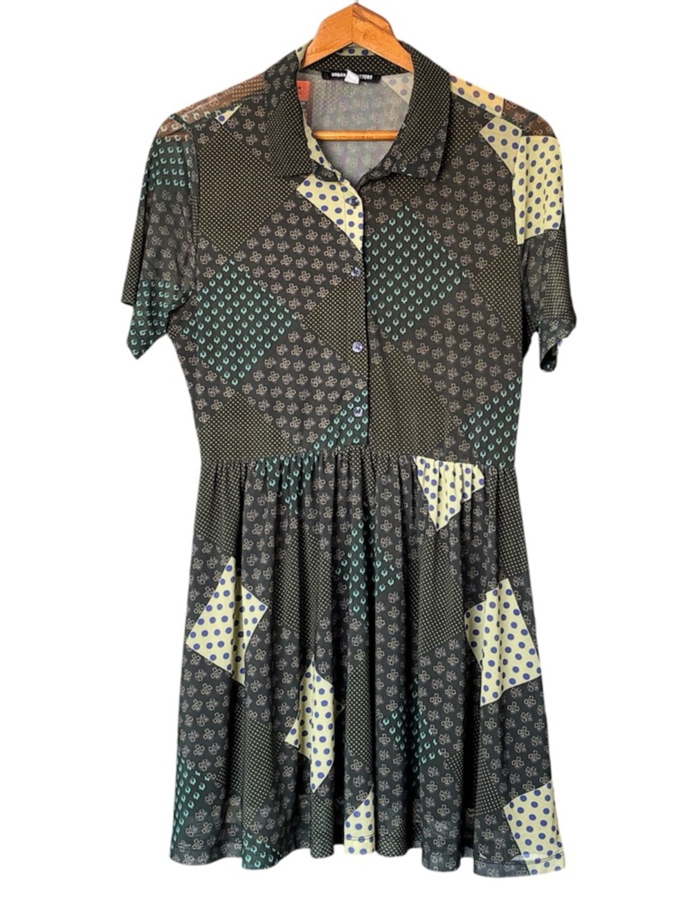 Urban Outfitters Mixed Print Patchwork Mini Dress Size L - Retro Whimsigoth - Picture 3 of 10